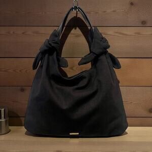 Rachel Zoe Black Fabric Shoulder Bag w/ Knot Ties & Gold Hardware for Women